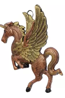 eCraftIndia DECORative Flying Horse Metal Wall Hanging Showpiece