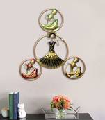 eCraftIndia Group of Tribal Women Playing Music Handcrafted Iron Wall Hanging with background LED's