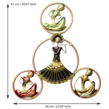 eCraftIndia Group of Tribal Women Playing Music Handcrafted Iron Wall Hanging with background LED's 5