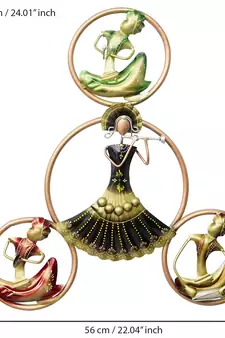 eCraftIndia Group of Tribal Women Playing Music Handcrafted Iron Wall Hanging with background LED's