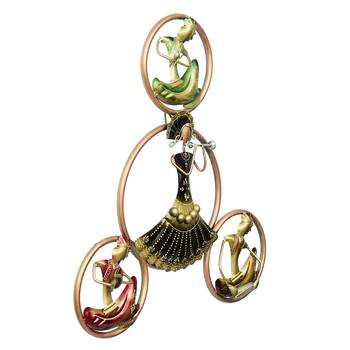 eCraftIndia Group of Tribal Women Playing Music Handcrafted Iron Wall Hanging with background LED's 6