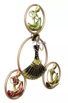 eCraftIndia Group of Tribal Women Playing Music Handcrafted Iron Wall Hanging with background LED's