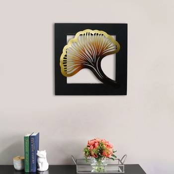 eCraftIndia Colorful Iron Leaf with Wooden Frame Handcrafted Wall Hanging 1