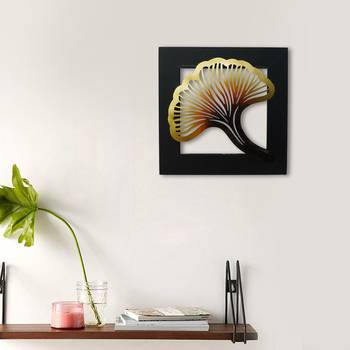 eCraftIndia Colorful Iron Leaf with Wooden Frame Handcrafted Wall Hanging 2