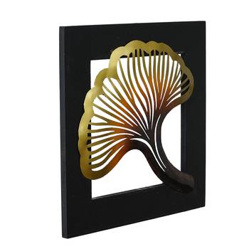 eCraftIndia Colorful Iron Leaf with Wooden Frame Handcrafted Wall Hanging 6