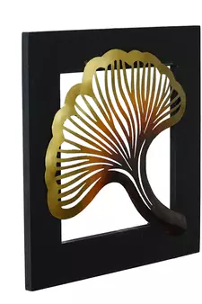 eCraftIndia Colorful Iron Leaf with Wooden Frame Handcrafted Wall Hanging