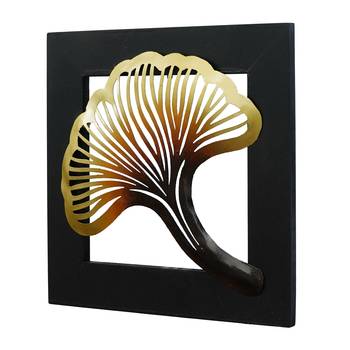 eCraftIndia Colorful Iron Leaf with Wooden Frame Handcrafted Wall Hanging 7