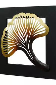 eCraftIndia Colorful Iron Leaf with Wooden Frame Handcrafted Wall Hanging