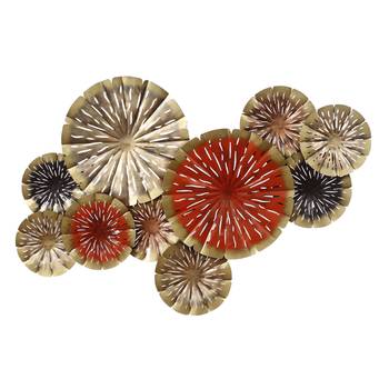 eCraftIndia Abstract Colorful Floral Plates Collection Handcrafted Iron Wall Hanging 4