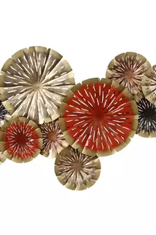 eCraftIndia Abstract Colorful Floral Plates Collection Handcrafted Iron Wall Hanging