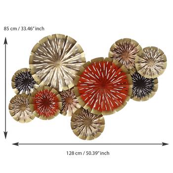 eCraftIndia Abstract Colorful Floral Plates Collection Handcrafted Iron Wall Hanging 5