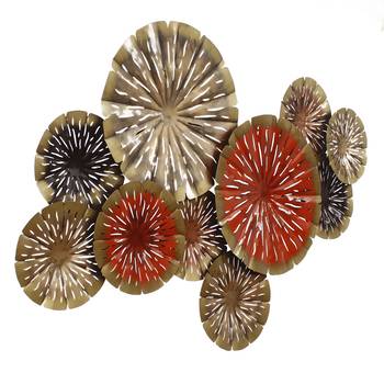 eCraftIndia Abstract Colorful Floral Plates Collection Handcrafted Iron Wall Hanging 7