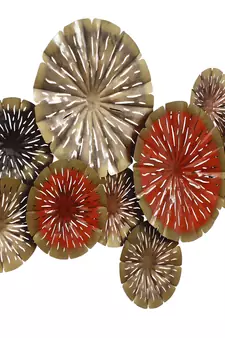 eCraftIndia Abstract Colorful Floral Plates Collection Handcrafted Iron Wall Hanging