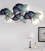 eCraftIndia Abstract Colorful Leaves Collection Handcrafted Iron Wall Hanging with Background LED's
