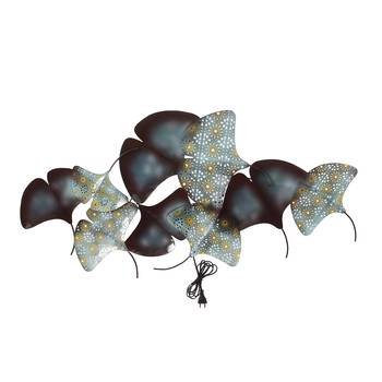 eCraftIndia Abstract Colorful Leaves Collection Handcrafted Iron Wall Hanging with Background LED's 3