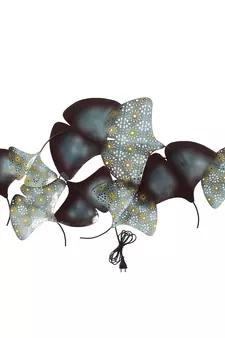 eCraftIndia Abstract Colorful Leaves Collection Handcrafted Iron Wall Hanging with Background LED's