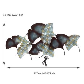 eCraftIndia Abstract Colorful Leaves Collection Handcrafted Iron Wall Hanging with Background LED's 5