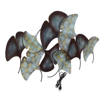eCraftIndia Abstract Colorful Leaves Collection Handcrafted Iron Wall Hanging with Background LED's 6