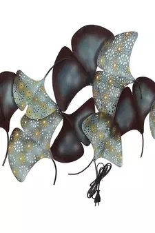 eCraftIndia Abstract Colorful Leaves Collection Handcrafted Iron Wall Hanging with Background LED's