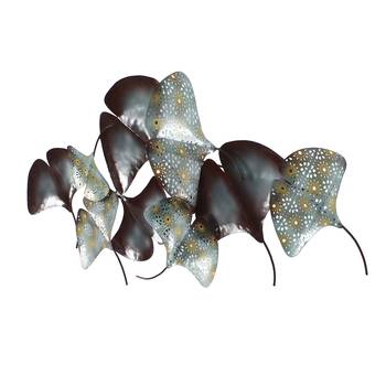 eCraftIndia Abstract Colorful Leaves Collection Handcrafted Iron Wall Hanging with Background LED's 7