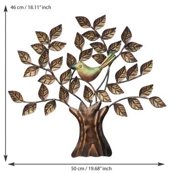 eCraftIndia Bird Sitting on Colorful Leaves Tree Handcrafted Iron Wall Hanging 5