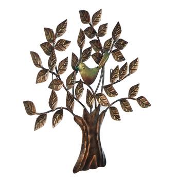 eCraftIndia Bird Sitting on Colorful Leaves Tree Handcrafted Iron Wall Hanging 6