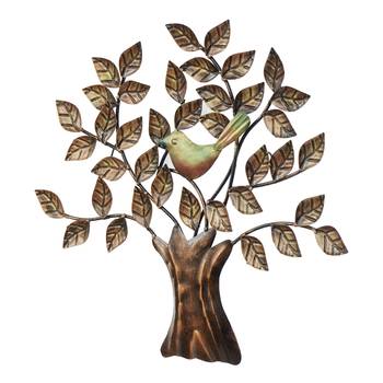 eCraftIndia Bird Sitting on Colorful Leaves Tree Handcrafted Iron Wall Hanging 7