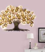 eCraftIndia Golden Beautiful Leaves Tree Handcrafted Iron Wall Hanging with background LED's