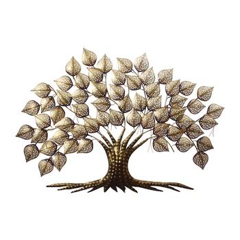 eCraftIndia Golden Beautiful Leaves Tree Handcrafted Iron Wall Hanging with background LED's 4
