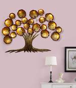 eCraftIndia Golden Beautiful Leaves Tree Handcrafted Iron Wall Hanging with background LED's