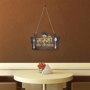 eCraftIndia Wooden  Mummy Da Dhabha  DECORative Wall Hanging with Chain 1
