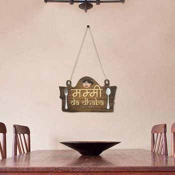 eCraftIndia Wooden  Mummy Da Dhabha  DECORative Wall Hanging with Chain 2