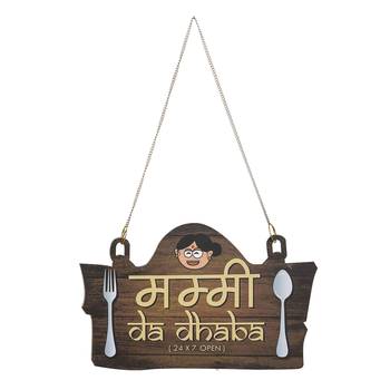 eCraftIndia Wooden  Mummy Da Dhabha  DECORative Wall Hanging with Chain 5