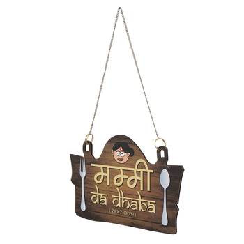 eCraftIndia Wooden  Mummy Da Dhabha  DECORative Wall Hanging with Chain 7