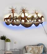 eCraftIndia 7 Running Horses Scenic View Handcrafted Iron Wall Hanging with background LED's