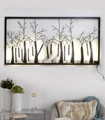eCraftIndia Abstract Trees Forect View Handcrafted Iron Wall Hanging with background LED's