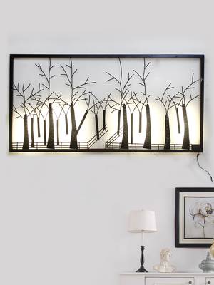 eCraftIndia Abstract Trees Forect View Handcrafted Iron Wall Hanging with background LED's 2