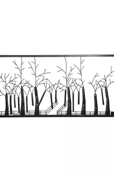 eCraftIndia Abstract Trees Forect View Handcrafted Iron Wall Hanging with background LED's