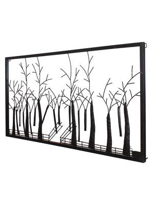 eCraftIndia Abstract Trees Forect View Handcrafted Iron Wall Hanging with background LED's 7