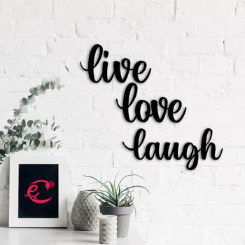 eCraftIndia  Live Love Laugh  Black Engineered Wood Wall Art Cutout  Ready to Hang Home DECOR 1