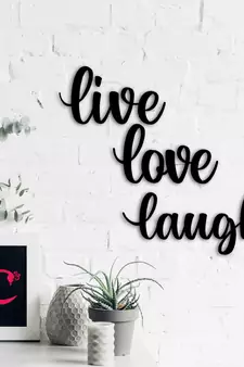 eCraftIndia  Live Love Laugh  Black Engineered Wood Wall Art Cutout  Ready to Hang Home DECOR