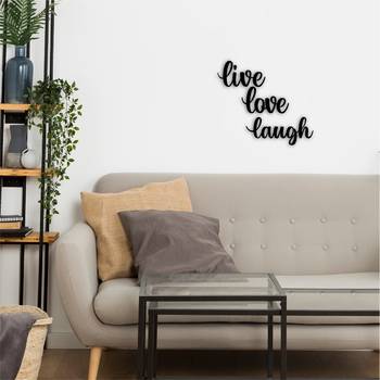 eCraftIndia  Live Love Laugh  Black Engineered Wood Wall Art Cutout  Ready to Hang Home DECOR 2