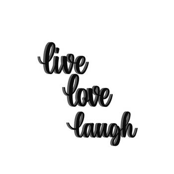 eCraftIndia  Live Love Laugh  Black Engineered Wood Wall Art Cutout  Ready to Hang Home DECOR 6