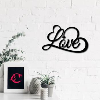 eCraftIndia  Love with Hearts  Black Engineered Wood Wall Art Cutout  Ready to Hang Home DECOR 1