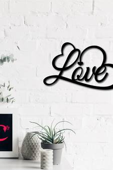 eCraftIndia  Love with Hearts  Black Engineered Wood Wall Art Cutout  Ready to Hang Home DECOR