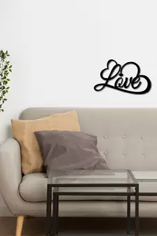 eCraftIndia  Love with Hearts  Black Engineered Wood Wall Art Cutout  Ready to Hang Home DECOR