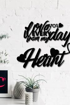 eCraftIndia  Love You Everyday From My Heart  Black Engineered Wood Wall Art Cutout  Ready to Hang Home DECOR