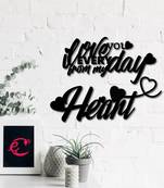eCraftIndia  Love You Everyday From My Heart  Black Engineered Wood Wall Art Cutout  Ready to Hang Home DECOR