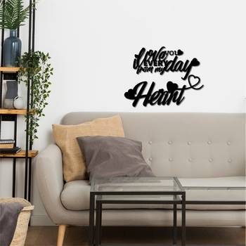 eCraftIndia  Love You Everyday From My Heart  Black Engineered Wood Wall Art Cutout  Ready to Hang Home DECOR 2