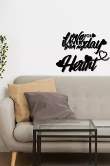 eCraftIndia  Love You Everyday From My Heart  Black Engineered Wood Wall Art Cutout  Ready to Hang Home DECOR